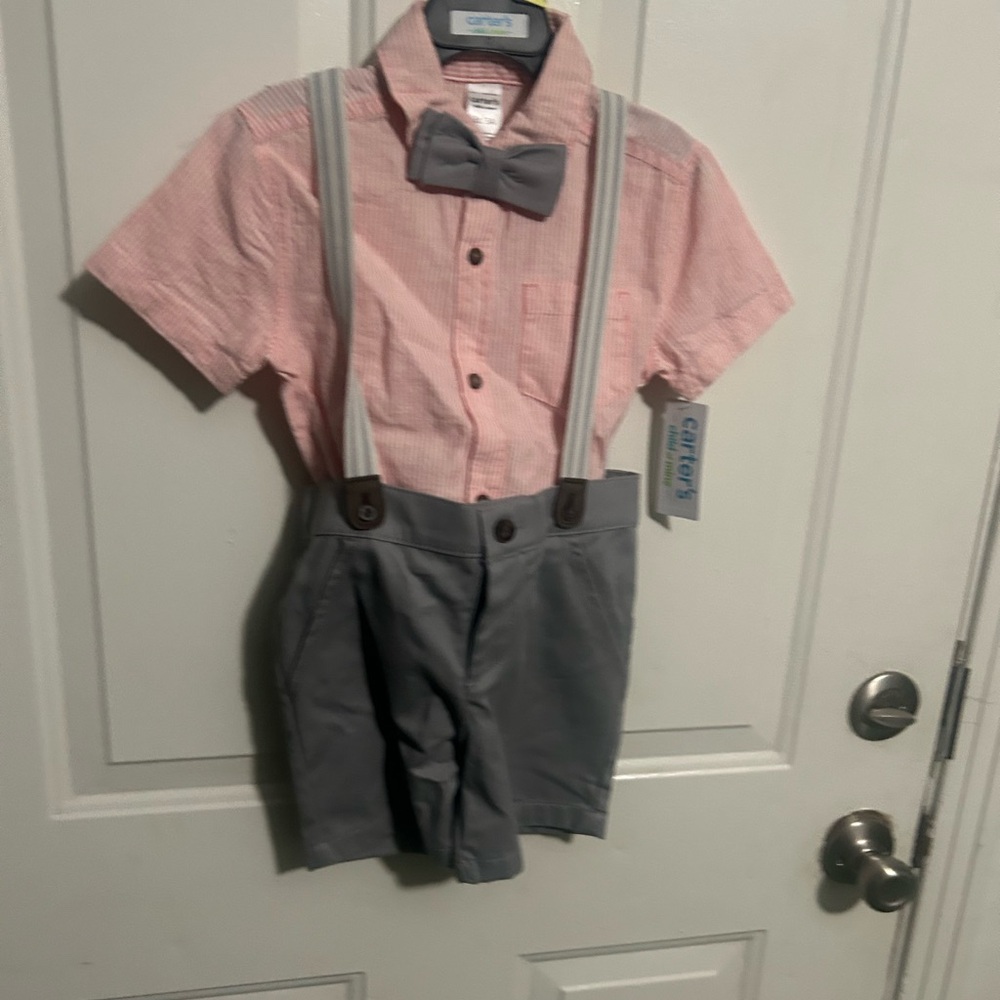 New Carters  Set Boys Shirt Shorts Bow Tie Size 3T